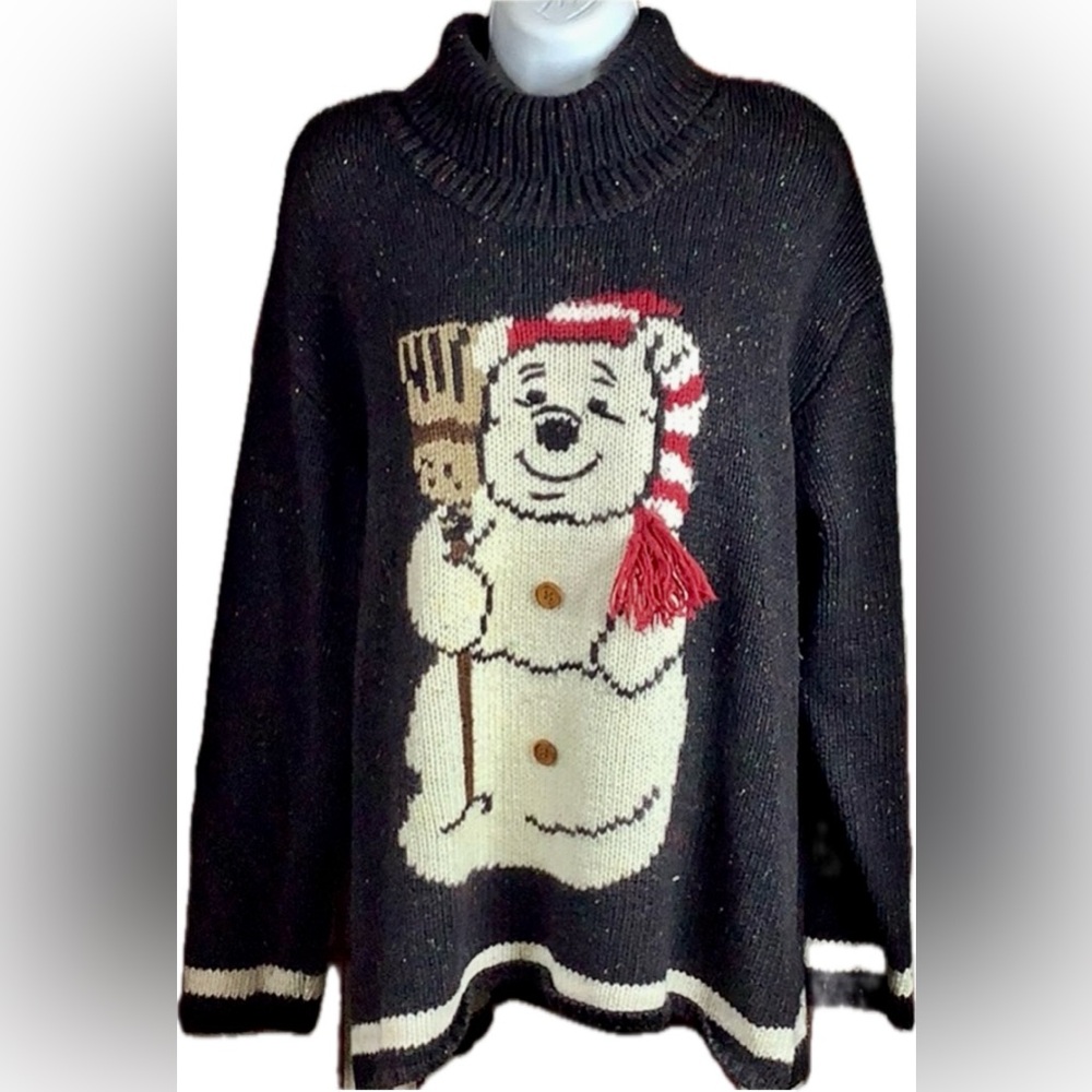 Disney XL 1X Sweater Winnie The Pooh Turtleneck Top Confetti Blouse Warm Shirt